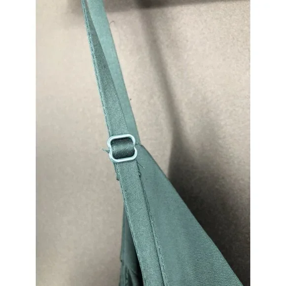 Lulus Women's Front Slit Satin Maxi Dress S Teal Green Formal Dance Bridesmaid - Picture 4 of 12